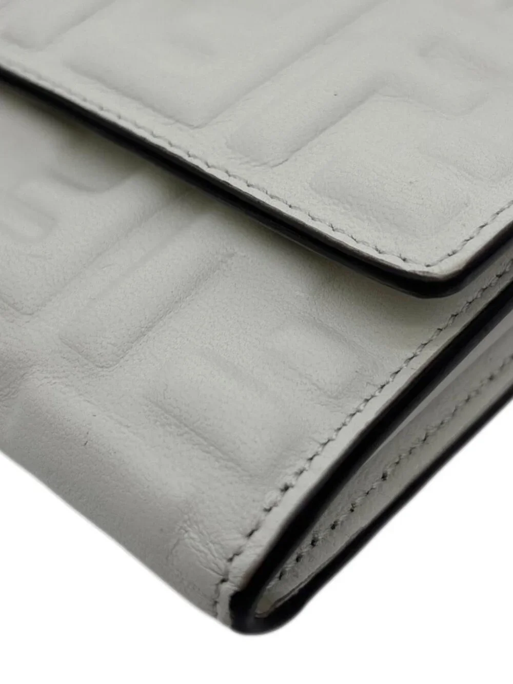 Fendi Baguette Embossed FF Nappa Leather Continental Wallet Off White